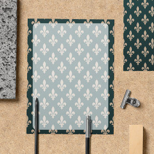 Fleur de Lis Pattern, French, Royal, Cream, Green
