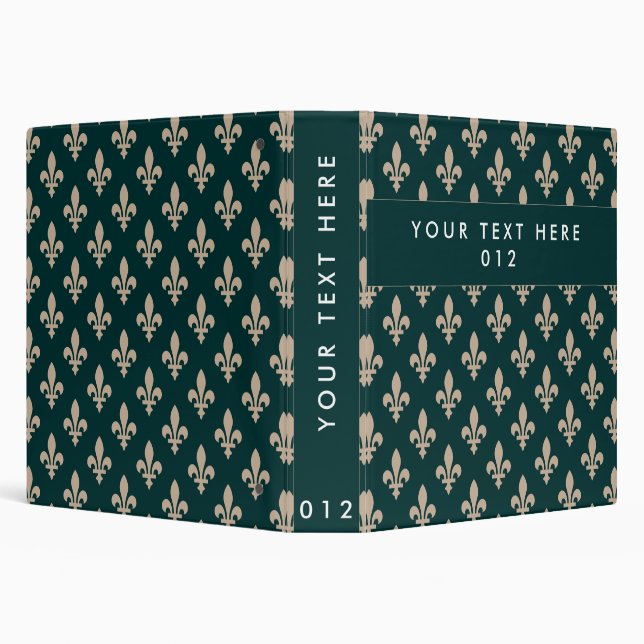 Fleur de Lis Pattern, French, Royal, Cream, Green Binder (Background)
