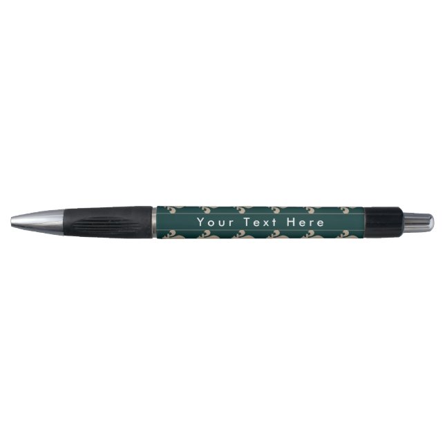 Fleur de Lis Pattern, French, Royal, Cream, Green Pen (Front)