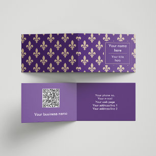 Fleur de Lis Pattern, French, Royal, Cream, Purple Business Card