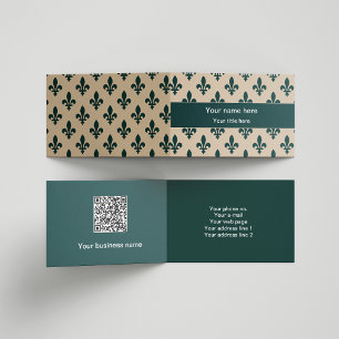 Fleur de Lis Pattern, French, Royal, Green Business Card
