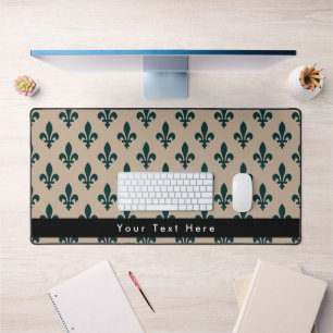 Fleur de Lis Pattern, French, Royal, Green Desk Mat