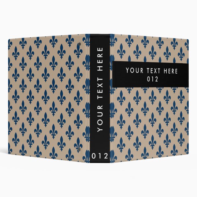 Fleur de Lis Pattern, French, Royal, Navy Blue Binder (Background)