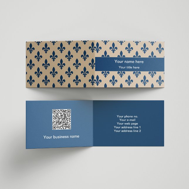 Fleur de Lis Pattern, French, Royal, Navy Blue Business Card (Creator Uploaded)