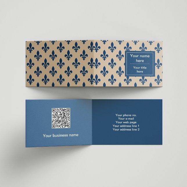 Fleur de Lis Pattern, French, Royal, Navy Blue Business Card (Creator Uploaded)