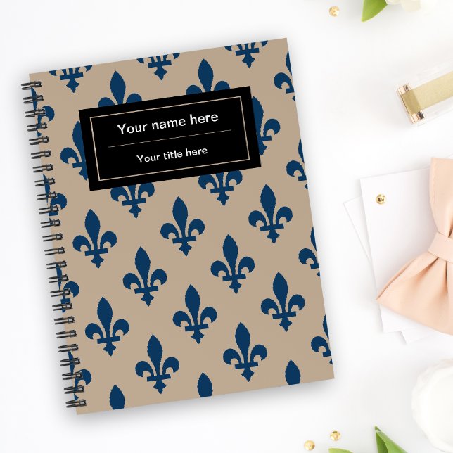 Fleur de Lis Pattern, French, Royal, Navy Blue Notebook (Creator Uploaded)