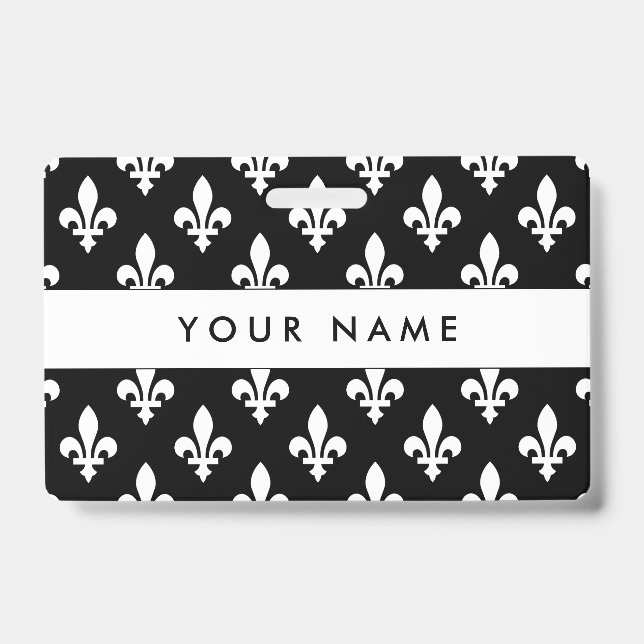Fleur de Lis Pattern, French, Royal, White Badge (Front)