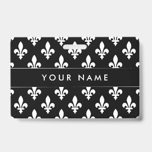 Fleur de Lis Pattern, French, Royal, White Badge