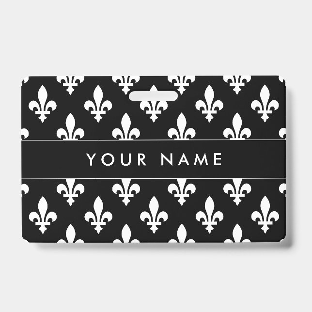 Fleur de Lis Pattern, French, Royal, White Badge (Front)