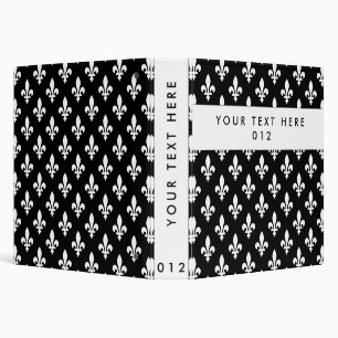Fleur de Lis Pattern, French, Royal, White Binder