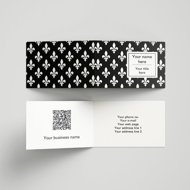 Fleur de Lis Pattern, French, Royal, White Business Card (Creator Uploaded)