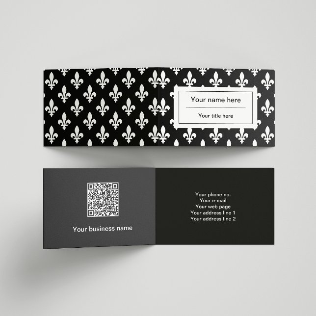 Fleur de Lis Pattern, French, Royal, White Business Card (Creator Uploaded)