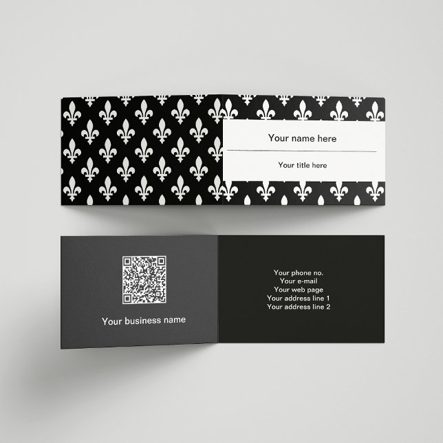 Fleur de Lis Pattern, French, Royal, White Business Card (Creator Uploaded)