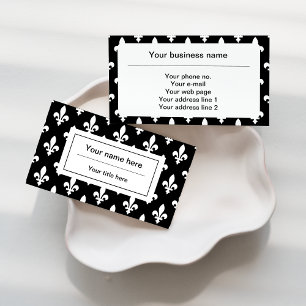 Fleur de Lis Pattern, French, Royal, White Business Card