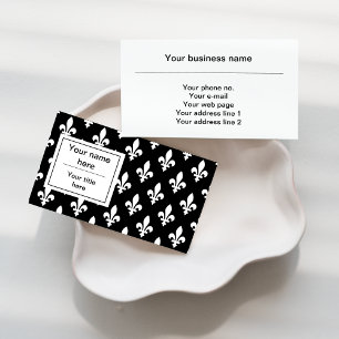 Fleur de Lis Pattern, French, Royal, White Business Card