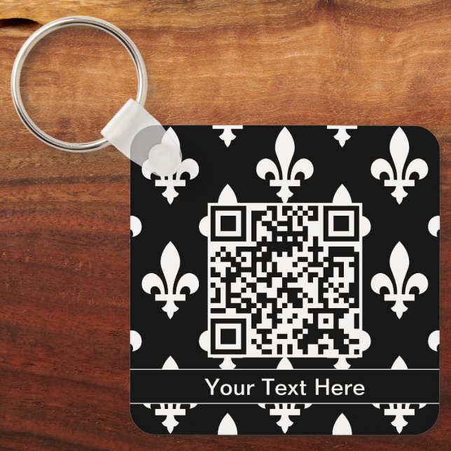 Fleur de Lis Pattern, French, Royal, White Keychain (Front)