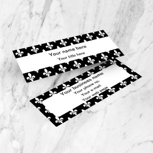 Fleur de Lis Pattern, French, Royal, White Mini Business Card