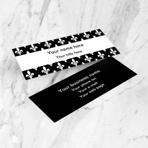 Fleur de Lis Pattern, French, Royal, White Mini Business Card