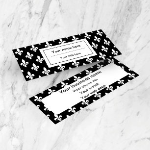 Fleur de Lis Pattern, French, Royal, White Mini Business Card