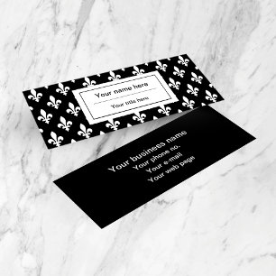 Fleur de Lis Pattern, French, Royal, White Mini Business Card