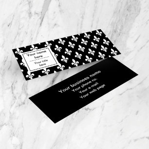 Fleur de Lis Pattern, French, Royal, White Mini Business Card