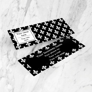 Fleur de Lis Pattern, French, Royal, White Mini Business Card