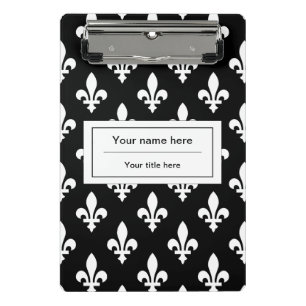 Fleur de Lis Pattern, French, Royal, White Mini Clipboard