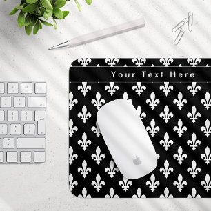 Fleur de Lis Pattern, French, Royal, White Mouse Pad