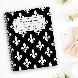 Fleur de Lis Pattern, French, Royal, White Notebook