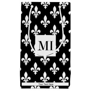 Fleur de Lis Pattern, French, Royal, White Small Gift Bag