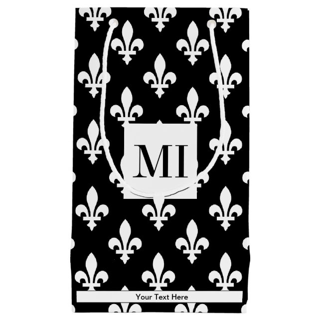 Fleur de Lis Pattern, French, Royal, White Small Gift Bag (Front)