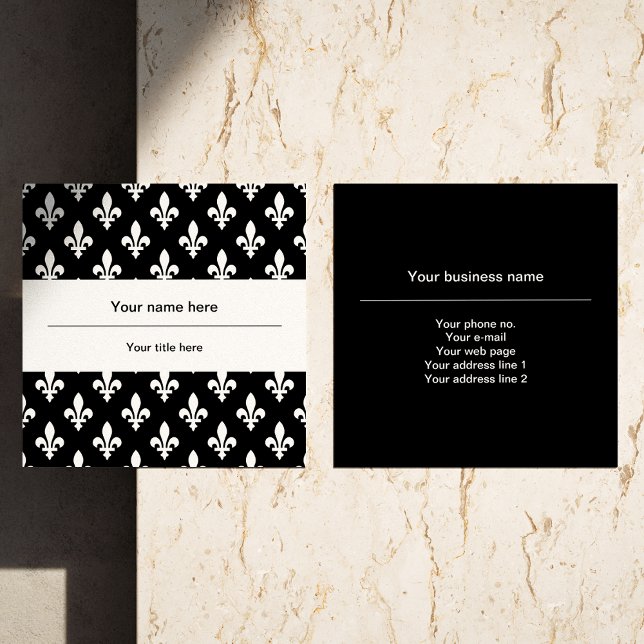 Fleur de Lis Pattern, French, Royal, White Square Business Card (Creator Uploaded)