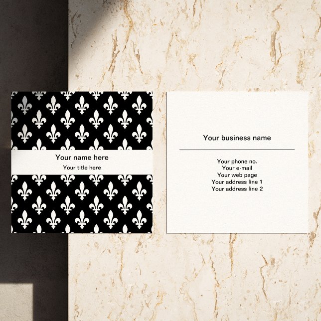 Fleur de Lis Pattern, French, Royal, White Square Business Card (Creator Uploaded)
