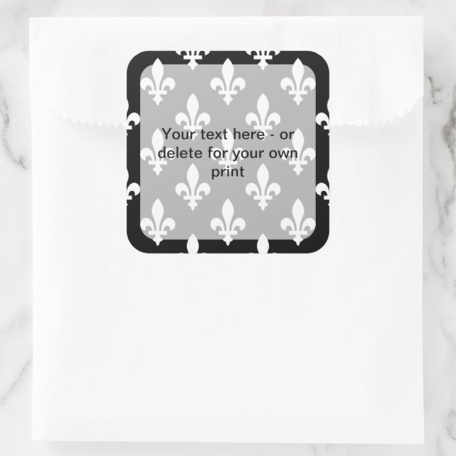Fleur de Lis Pattern, French, Royal, White Square Sticker (Bag)