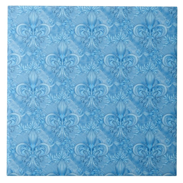 Fleur-de-lis pattern - gentle sky blue tile (Front)