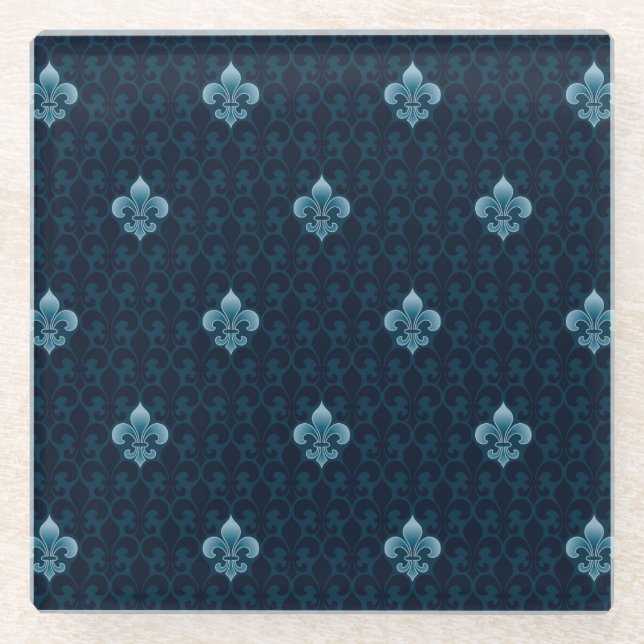 Fleur De Lis Pattern Glass Coaster (Front)