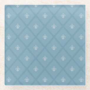 Fleur-de-lis pattern glass coaster