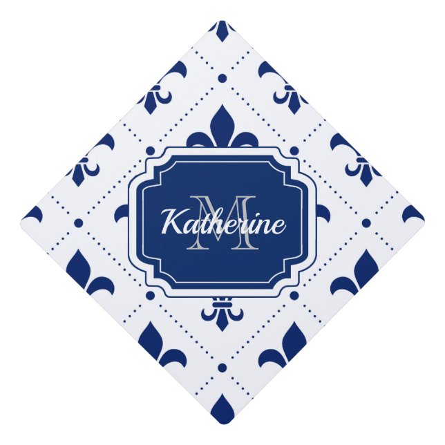 Fleur-de-lis Pattern Graduation Cap Topper (Front)