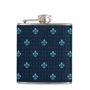 Fleur De Lis Pattern Hip Flask