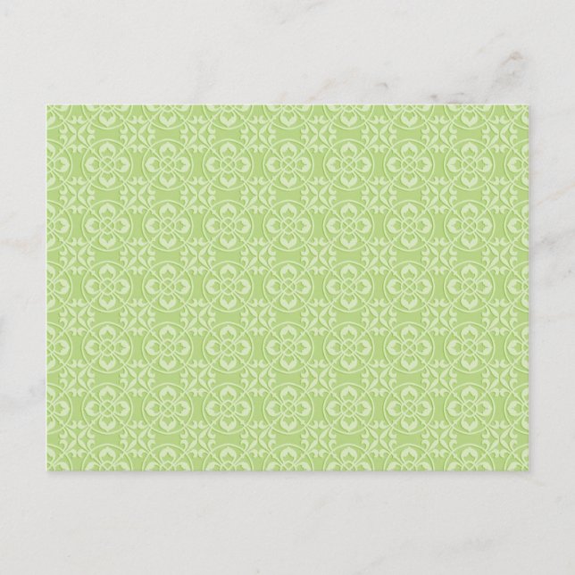 Fleur De Lis Pattern in Apple Green Postcard (Front)