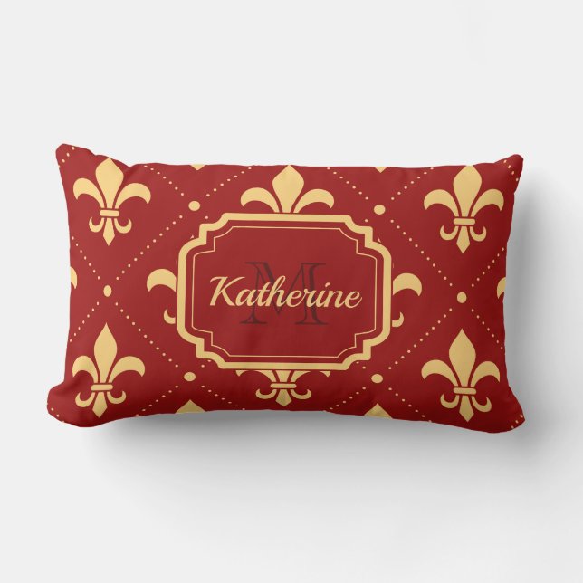 Fleur-de-lis Pattern Lumbar Pillow (Front)