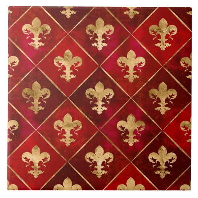 Fleur-de-lis pattern luxury red tile (Front)