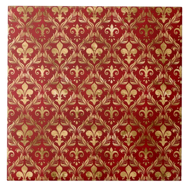 Fleur-de-lis pattern luxury red tile (Front)