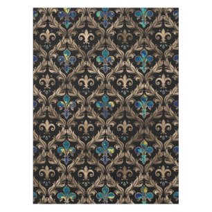 Fleur-de-lis pattern marble and gold tablecloth