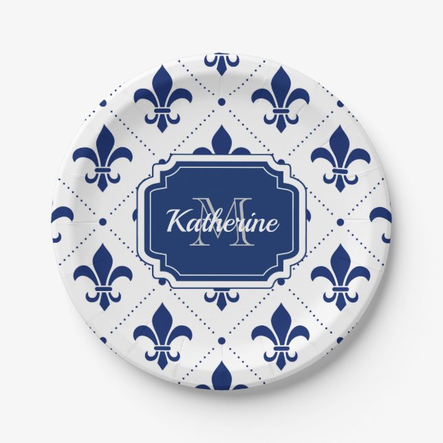 Fleur-de-lis Pattern Paper Plate (Front)