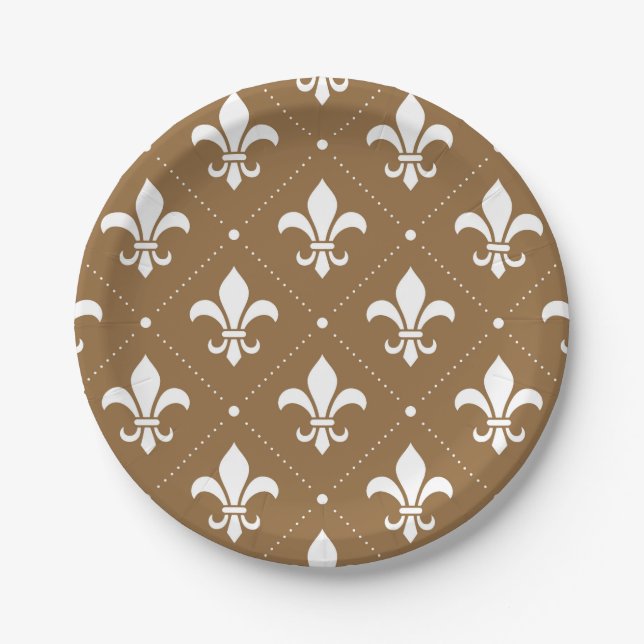Fleur-de-Lis Pattern Paper Plate (Front)