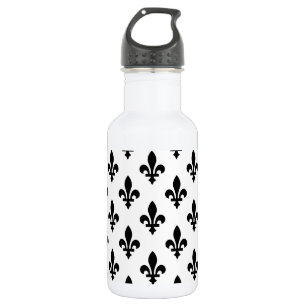 Fleur de Lis Pattern, Royal French, Black on White 532 Ml Water Bottle