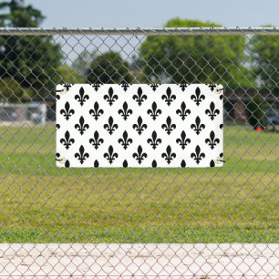 Fleur de Lis Pattern, Royal French, Black on White Banner