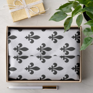 Fleur de Lis Pattern, Royal French, Black on White Tissue Paper