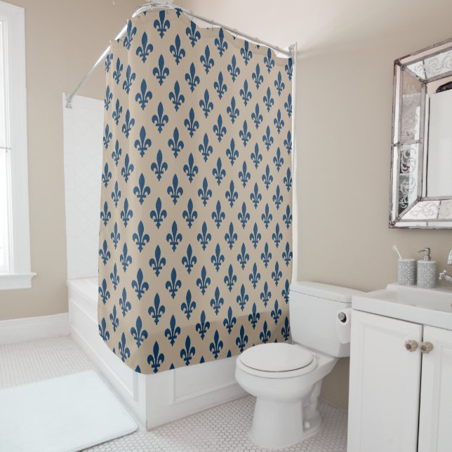 Fleur de Lis Pattern, Royal French Blue on Cream (In Situ)
